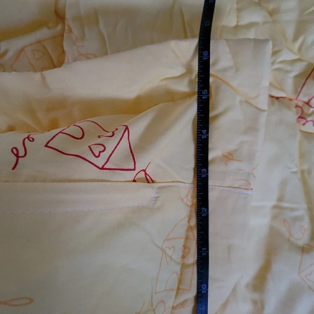 Full Size Pillow Case & Quilted Comforter Blanket House Color Block Yellow Ivory